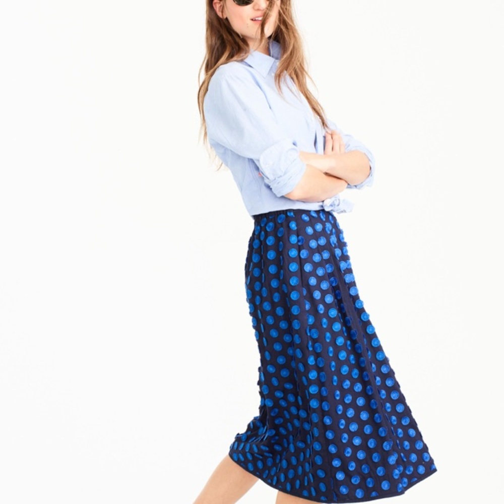 J. Crew Blue Midi Skirt in Fringe Dot Size 4T